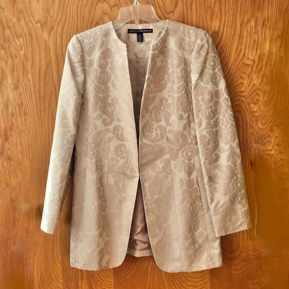 Ellen Tracy evening coat, jacquard silk rose gold - Picture 2 of 12
